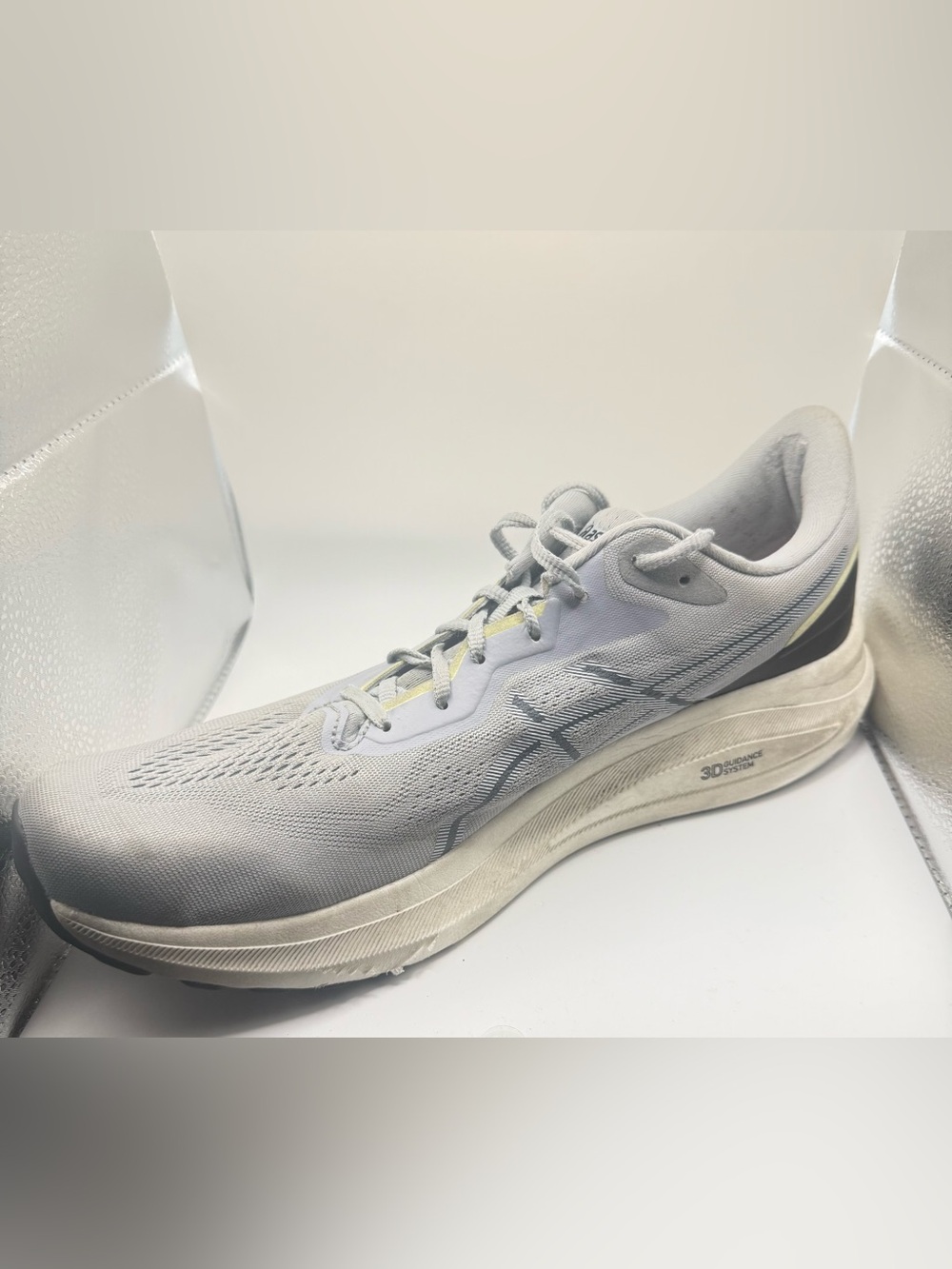ASICS Light Gray and Pale Yellow Mesh Running Shoes - Picture 5 of 8